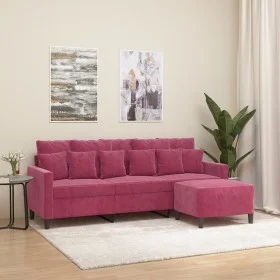 3 seater sofa with red velvet stool 180 cm by , Sofas - Ref: Foro24-3201111, Price: 285,28 €, Discount: %
