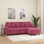 Sofá de 3 plazas con taburete de terciopelo rojo tinto 180 cm de , Sofás - Ref: Foro24-3201111, Precio: 285,48 €, Descuento: %
