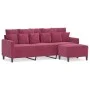 3-Sitzer-Sofa mit rotem Samthocker 180 cm von , Sofas - Ref: Foro24-3201111, Preis: 285,28 €, Rabatt: %