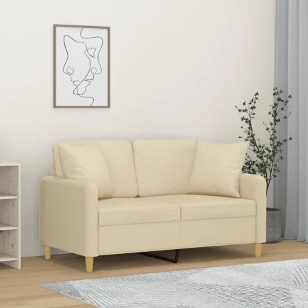 2-seater sofa with cream fabric cushions 120 cm by , Sofas - Ref: Foro24-3200903, Price: 217,79 €, Discount: %