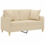 2-seater sofa with cream fabric cushions 120 cm by , Sofas - Ref: Foro24-3200903, Price: 221,36 €, Discount: %