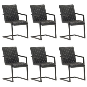 Cantilever dining chairs 6 units black genuine leather by , dining chairs - Ref: Foro24-3057795, Price: 879,55 €, Discount: %