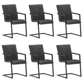 Sillas voladizas de comedor 6 unidades cuero auténtico negro de , Sillas de comedor - Ref: Foro24-3057795, Precio: 865,60 €, ...