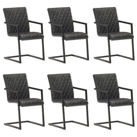 Cantilever dining chairs 6 units black genuine leather by , dining chairs - Ref: Foro24-3057795, Price: 879,55 €, Discount: %