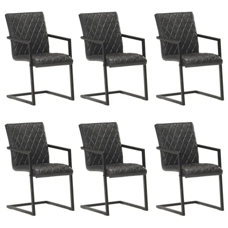 Cantilever dining chairs 6 units black genuine leather by , dining chairs - Ref: Foro24-3057795, Price: 865,48 €, Discount: %