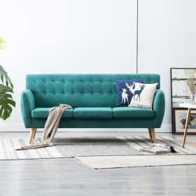 Sofá de 3 plazas tapizado de tela verde 172x70x82 cm