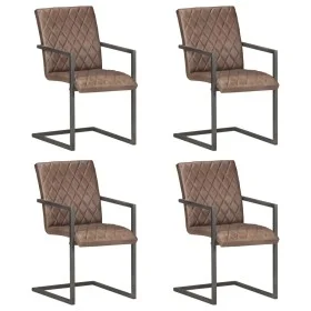 Cantilever dining chairs 4 units brown genuine leather by , dining chairs - Ref: Foro24-3059809, Price: 575,29 €, Discount: %