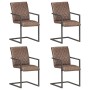Sillas voladizas de comedor 4 unidades cuero auténtico marrón de , Sillas de comedor - Ref: Foro24-3059809, Precio: 584,04 €,...