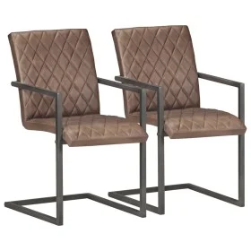 Cantilever dining chairs 2 units brown genuine leather by , dining chairs - Ref: Foro24-321845, Price: 289,30 €, Discount: %