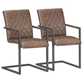 Sillas voladizas de comedor 2 unidades cuero auténtico marrón de , Sillas de comedor - Ref: Foro24-321845, Precio: 293,84 €, ...