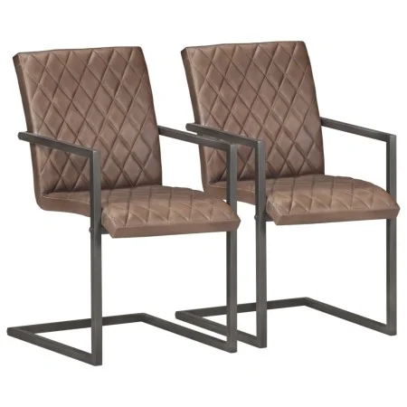 Sillas voladizas de comedor 2 unidades cuero auténtico marrón de , Sillas de comedor - Ref: Foro24-321845, Precio: 289,01 €, ...