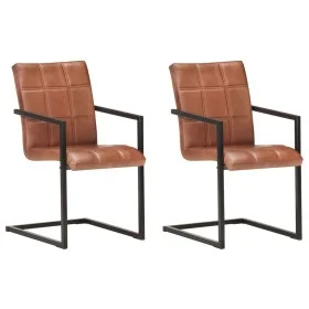 Cantilever dining chairs 2 units brown genuine leather by , dining chairs - Ref: Foro24-321851, Price: 281,78 €, Discount: %
