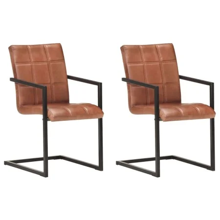 Sillas voladizas de comedor 2 unidades cuero auténtico marrón de , Sillas de comedor - Ref: Foro24-321851, Precio: 280,78 €, ...