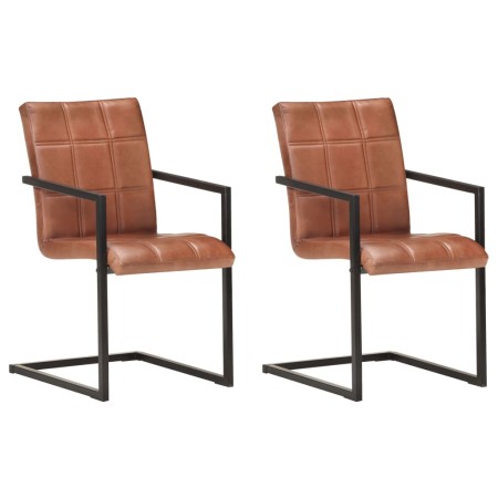 Sillas voladizas de comedor 2 unidades cuero auténtico marrón de , Sillas de comedor - Ref: Foro24-321851, Precio: 286,59 €, ...
