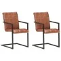 Sillas voladizas de comedor 2 unidades cuero auténtico marrón de , Sillas de comedor - Ref: Foro24-321851, Precio: 280,78 €, ...