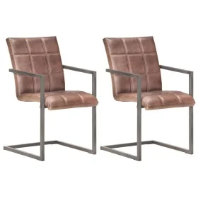 Freischwinger-Esszimmerstuhl, 2 Stück, gealtertes braunes Echtleder von , Essstühle - Ref: Foro24-321853, Preis: 276,94 €, Ra...