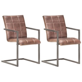 Silla voladiza comedor 2 uds cuero auténtico marrón envejecido de , Sillas de comedor - Ref: Foro24-321853, Precio: 284,20 €,...