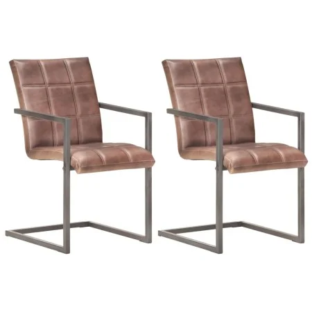 Freischwinger-Esszimmerstuhl, 2 Stück, gealtertes braunes Echtleder von , Essstühle - Ref: Foro24-321853, Preis: 276,94 €, Ra...