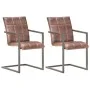 Silla voladiza comedor 2 uds cuero auténtico marrón envejecido de , Sillas de comedor - Ref: Foro24-321853, Precio: 276,93 €,...