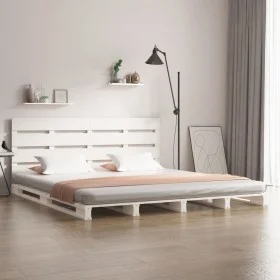 Solid white pine wood bed frame 120x200 cm by , Beds and slatted bases - Ref: Foro24-3120128, Price: 194,18 €, Discount: %