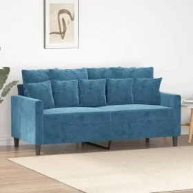 2-Sitzer-Sofa aus blauem Samt, 140 cm von , Sofas - Ref: Foro24-359312, Preis: 217,36 €, Rabatt: %