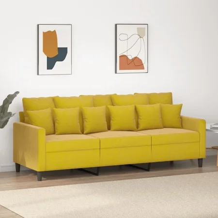 3-seater yellow velvet sofa 180 cm by , Sofas - Ref: Foro24-359319, Price: 258,88 €, Discount: %