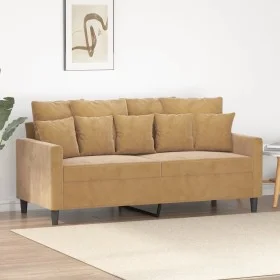 Braunes 2-Sitzer-Sofa aus Samt, 140 cm von , Sofas - Ref: Foro24-359310, Preis: 230,42 €, Rabatt: %