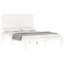 Double bed frame with white solid wood headboard by , Beds and slatted bases - Ref: Foro24-3193632, Price: 146,81 €, Discount: %