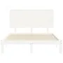Double bed frame with white solid wood headboard by , Beds and slatted bases - Ref: Foro24-3193632, Price: 146,81 €, Discount: %