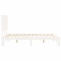 Double bed frame with white solid wood headboard by , Beds and slatted bases - Ref: Foro24-3193632, Price: 148,72 €, Discount: %