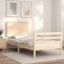 Single bed frame with solid wood headboard by , Beds and slatted bases - Ref: Foro24-3195181, Price: 90,05 €, Discount: %