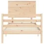 Single bed frame with solid wood headboard by , Beds and slatted bases - Ref: Foro24-3195181, Price: 90,05 €, Discount: %