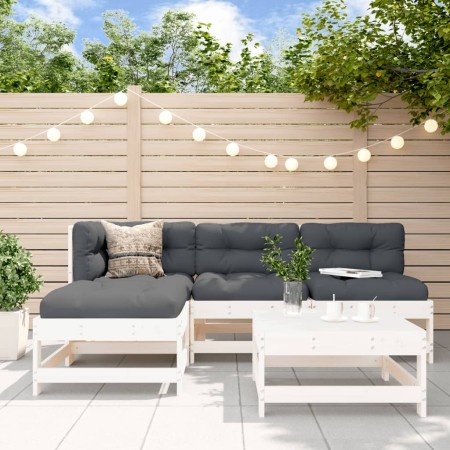 Gartensofa-Set 5-teilig aus massivem weißem Kiefernholz von , Gartensets - Ref: Foro24-3186523, Preis: 344,52 €, Rabatt: %