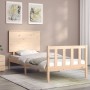 Single bed frame with solid wood headboard by , Beds and slatted bases - Ref: Foro24-3193361, Price: 91,32 €, Discount: %