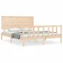 Double bed frame with solid wood headboard by , Beds and slatted bases - Ref: Foro24-3193406, Price: 172,80 €, Discount: %