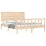Double bed frame with solid wood headboard by , Beds and slatted bases - Ref: Foro24-3193406, Price: 172,80 €, Discount: %