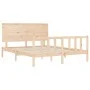 Double bed frame with solid wood headboard by , Beds and slatted bases - Ref: Foro24-3193406, Price: 172,80 €, Discount: %