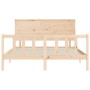 Double bed frame with solid wood headboard by , Beds and slatted bases - Ref: Foro24-3193406, Price: 175,56 €, Discount: %