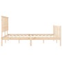 Double bed frame with solid wood headboard by , Beds and slatted bases - Ref: Foro24-3193406, Price: 175,56 €, Discount: %