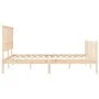 Double bed frame with solid wood headboard by , Beds and slatted bases - Ref: Foro24-3193406, Price: 172,80 €, Discount: %