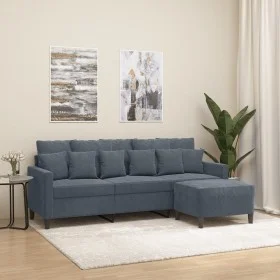 3-Sitzer-Sofa mit dunkelgrauem Samthocker 180 cm von , Sofas - Ref: Foro24-3201108, Preis: 296,67 €, Rabatt: %