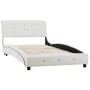 Bed with viscoelastic mattress white synthetic leather 90x200 cm by , Beds and slatted bases - Ref: Foro24-277554, Price: 467...