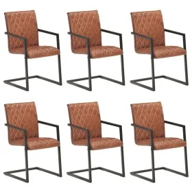 Freischwinger-Esszimmerstühle, 6 Einheiten, braunes Echtleder von , Essstühle - Ref: Foro24-3057793, Preis: 906,96 €, Rabatt: %