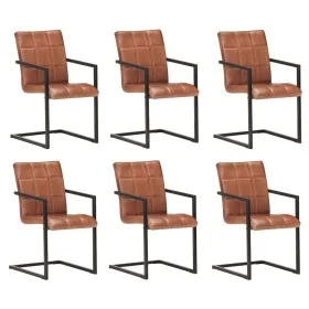 Cantilever dining chairs 6 units brown genuine leather by , dining chairs - Ref: Foro24-3059812, Price: 887,20 €, Discount: %