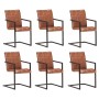 Sillas voladizas de comedor 6 unidades cuero auténtico marrón de , Sillas de comedor - Ref: Foro24-3059812, Precio: 901,78 €