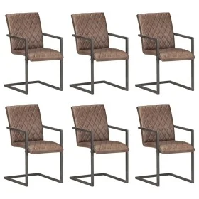 Cantilever dining chairs 6 units brown genuine leather by , dining chairs - Ref: Foro24-3059810, Price: 909,64 €, Discount: %