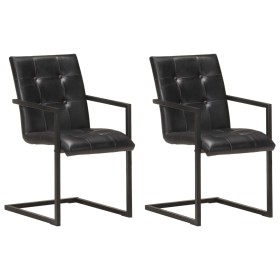 Cantilever dining chairs 2 units black genuine leather by , dining chairs - Ref: Foro24-321848, Price: 299,61 €, Discount: %