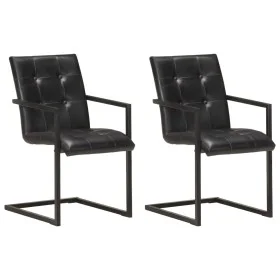 Cantilever dining chairs 2 units black genuine leather by , dining chairs - Ref: Foro24-321848, Price: 294,47 €, Discount: %