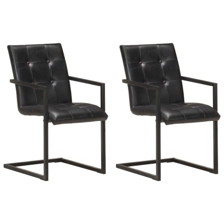 Cantilever dining chairs 2 units black genuine leather by , dining chairs - Ref: Foro24-321848, Price: 299,61 €, Discount: %
