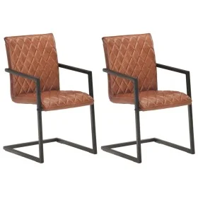 Cantilever dining chairs 2 units brown genuine leather by , dining chairs - Ref: Foro24-321843, Price: 287,51 €, Discount: %